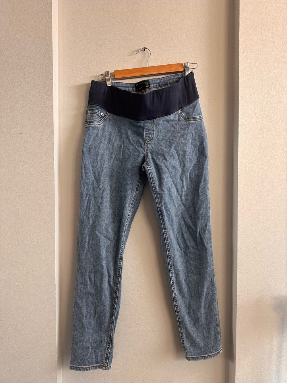 ASOS Maternity Light Blue Denim Jeans with Navy Stretch Waistband